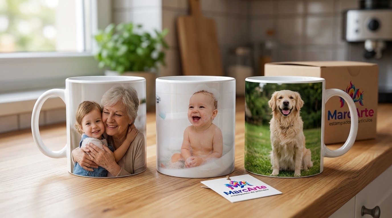 Taza blanca personalizada con una fotografía impresa por sublimación
