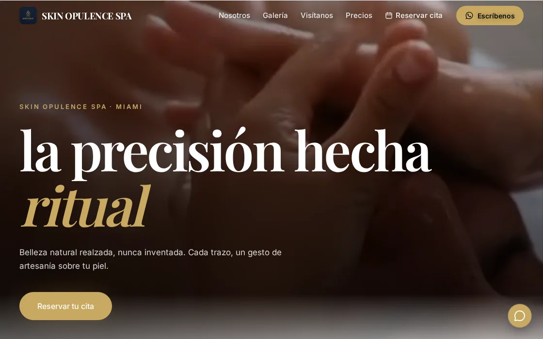 Landing de SKIN OPULENCE SPA